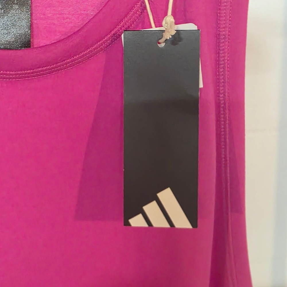 NWT Adidas Womens 2XL Training Cropped Tank Top Pink JL7680 Workout Summer - Picture 8 of 9